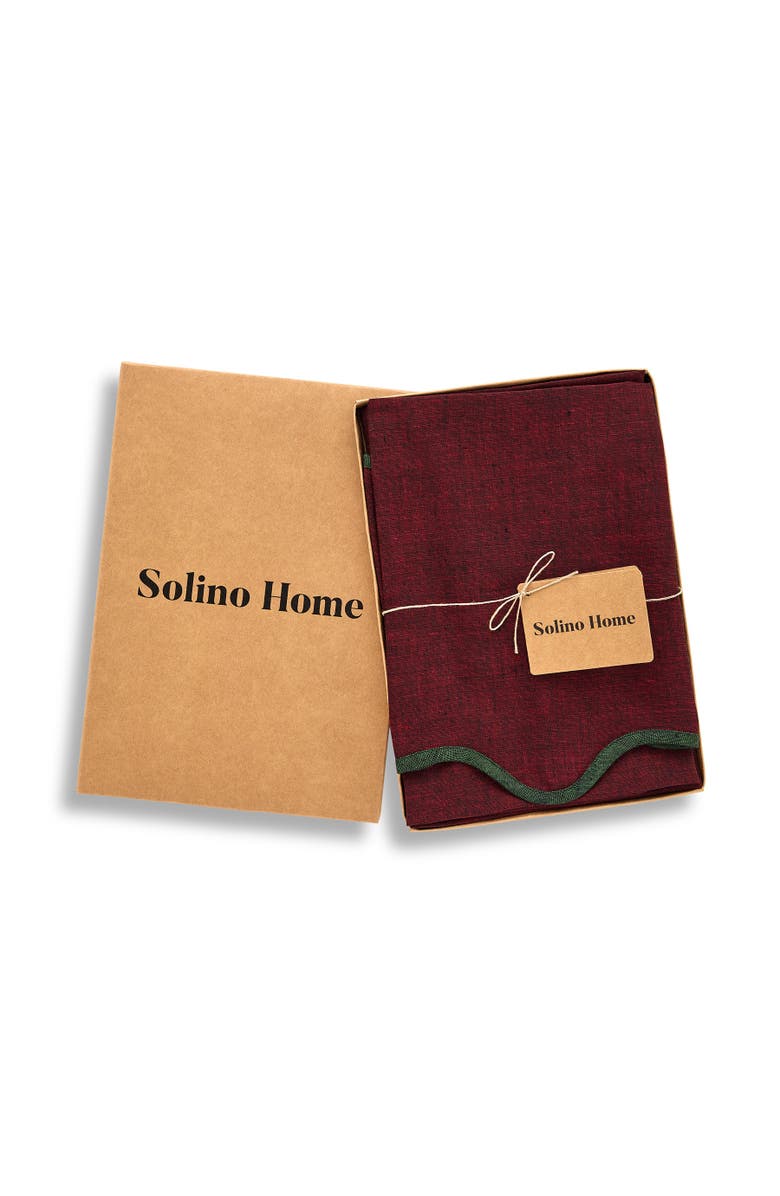 Solino Home Linen Dinner Napkins - Giselle Scallop Edge, 20" x 20", Alternate, color, Forest Green And Red Garnet
