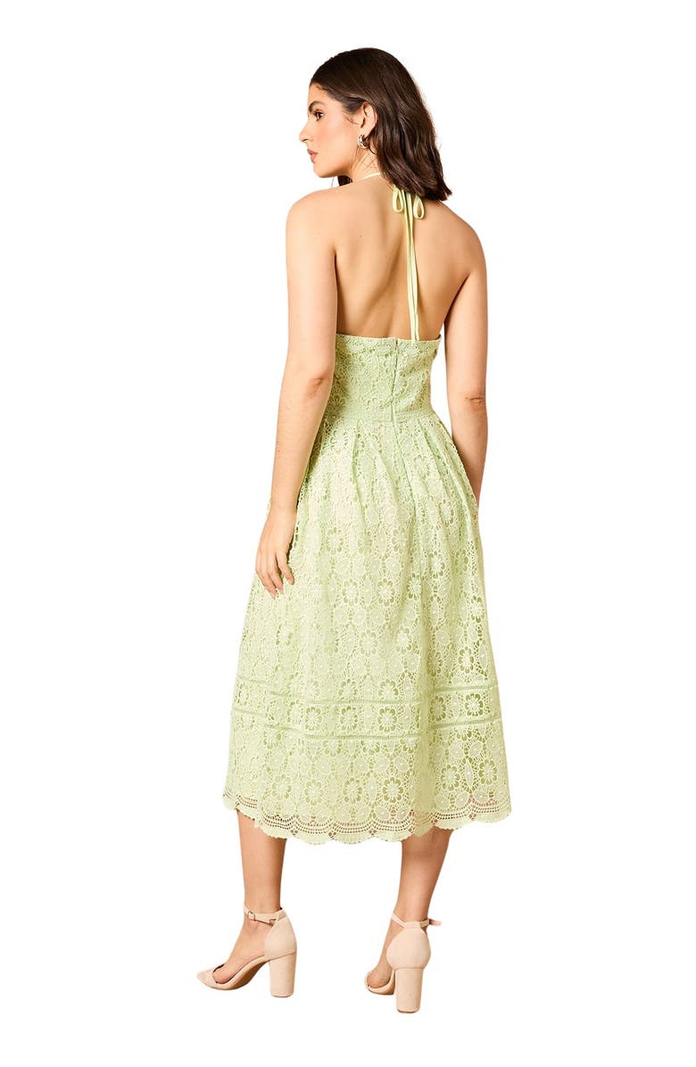 Oasis Lace Detail Halterneck Midi Dress, Alternate, color, Sage