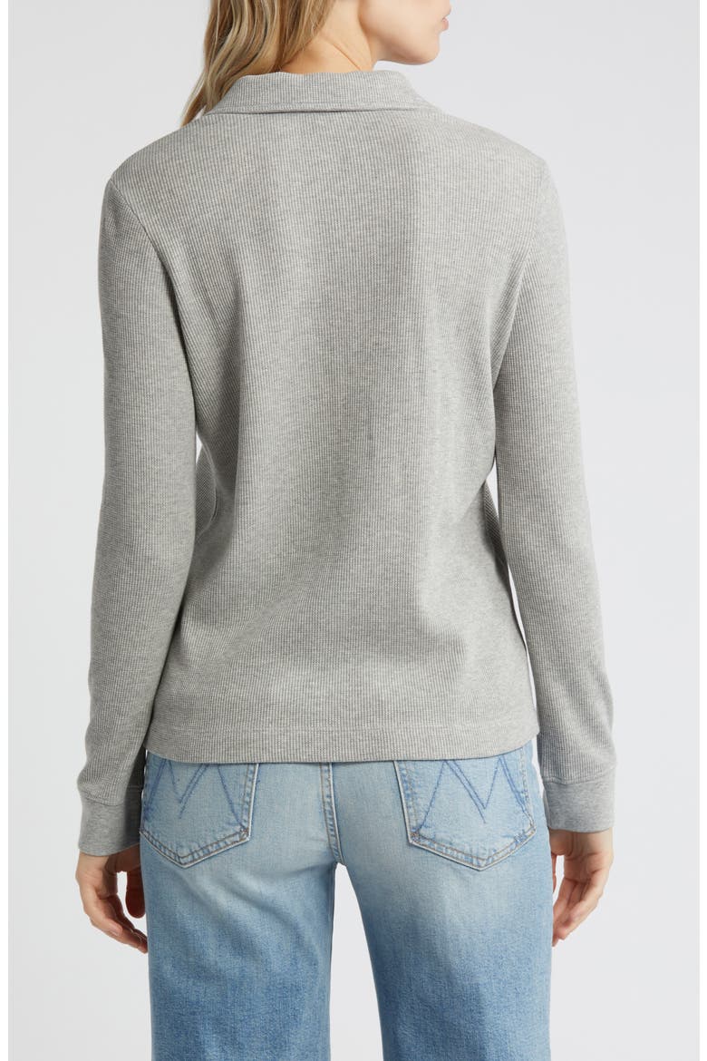 Long Sleeve Thermal Polo, Alternate, color, GREY HEATHER