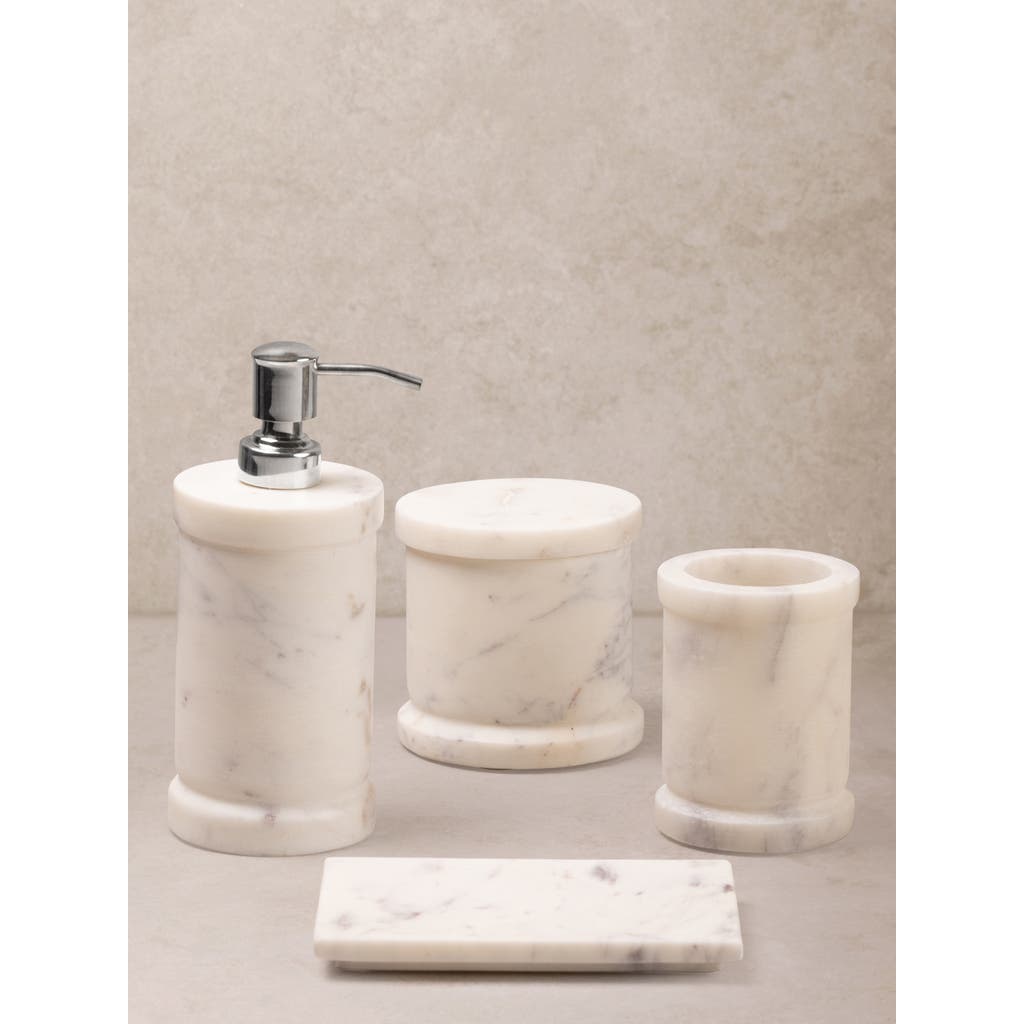 Gauri Kohli Duval Marble Bath Accessories, Set Of 4 In White