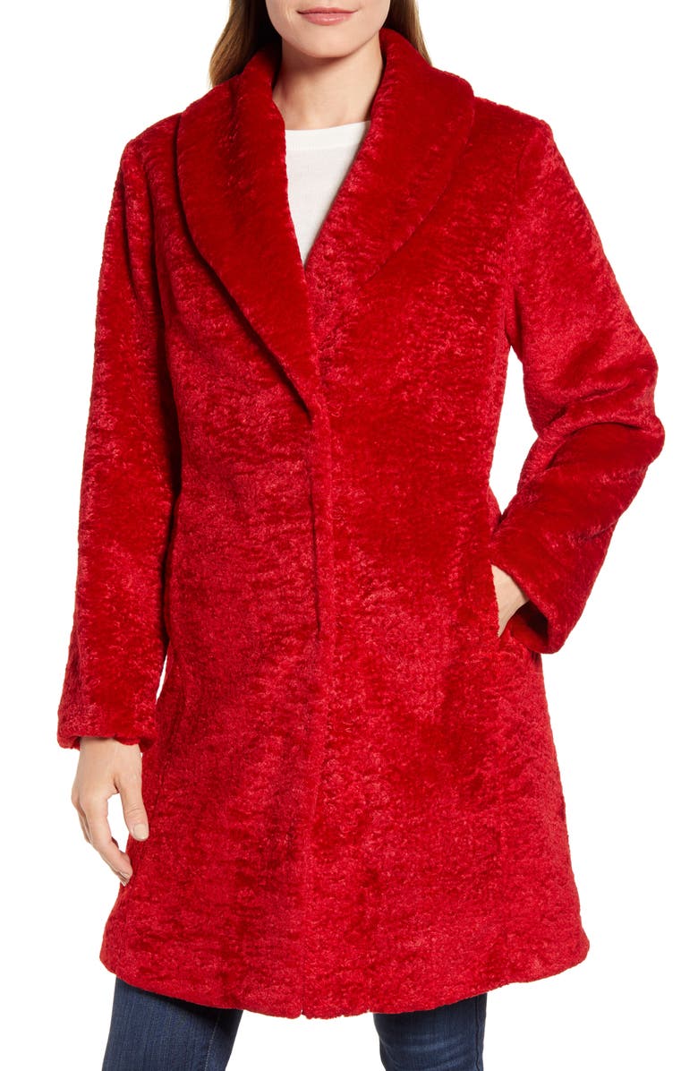Rachel Parcell Faux Shearling Shawl Collar Coat, Alternate, color,
