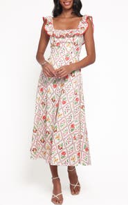 Petal & Pup Lucille Floral Ruffle Cotton Midi Dress
