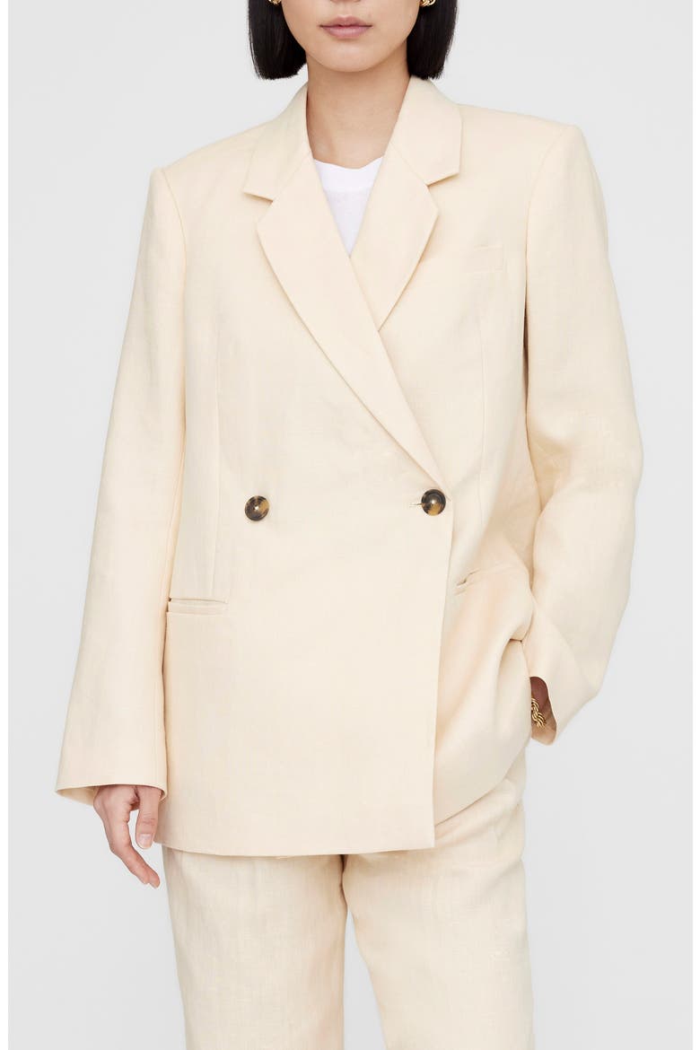 Kaia Linen Blazer, Main, color, LIGHT YELLOW LINEN