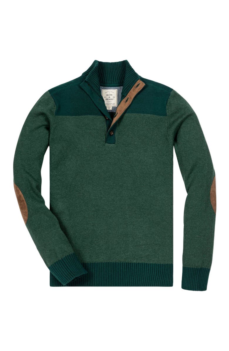 Hope & Henry Men's Organic Contrast Sweater with Elbow Patches, Alternate, color, 