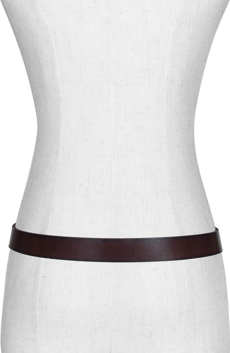 AllSaints Calfskin Leather Belt, Alternate, color, Brown