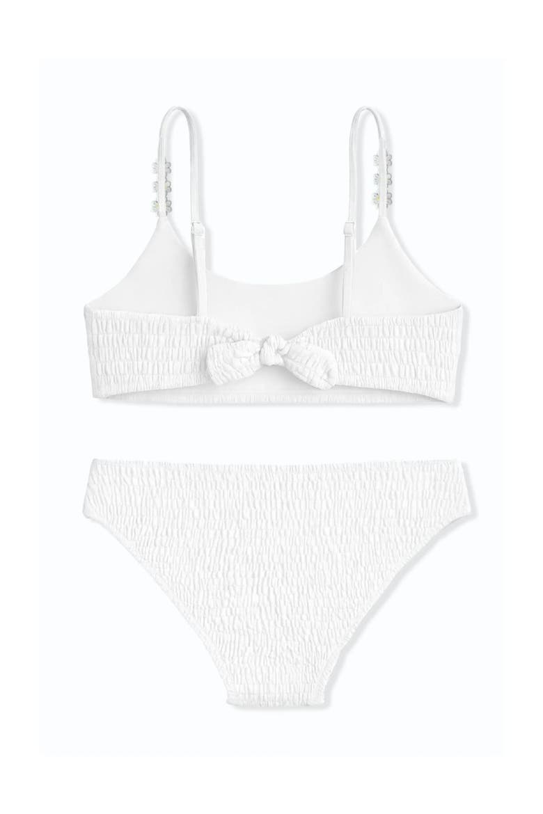 Smocked Two Piece Swimsuit, Alternate, color, White