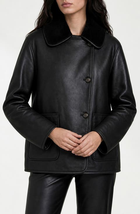 Laurence Water Repellent Faux Leather & Faux Shearling Jacket