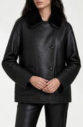 Noize Laurence Water Repellent Faux Leather & Faux Shearling Jacket