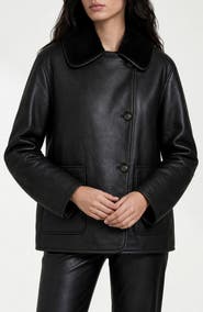 Noize Laurence Water Repellent Faux Leather & Faux Shearling Jacket