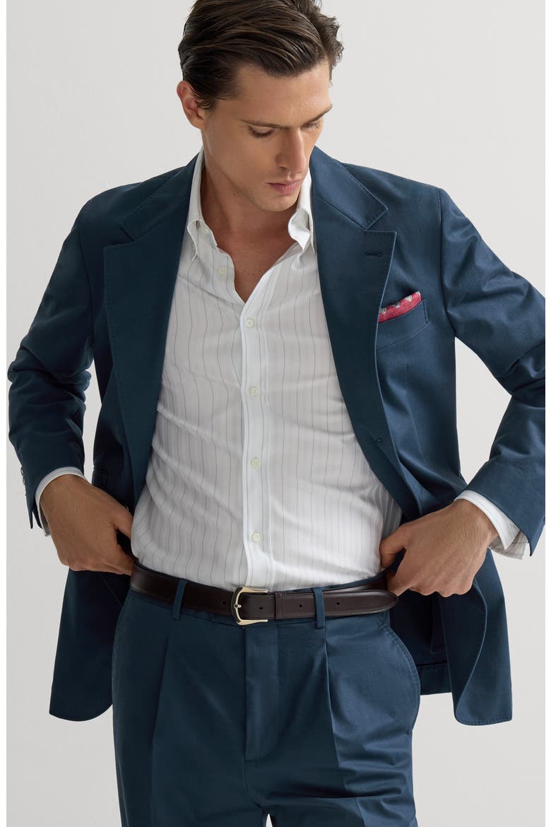 Comfort Cotton And Cashmere Gabardine Deconstructed Cavallo Blazer With Metal Buttons, Alternate, color, Cobalt