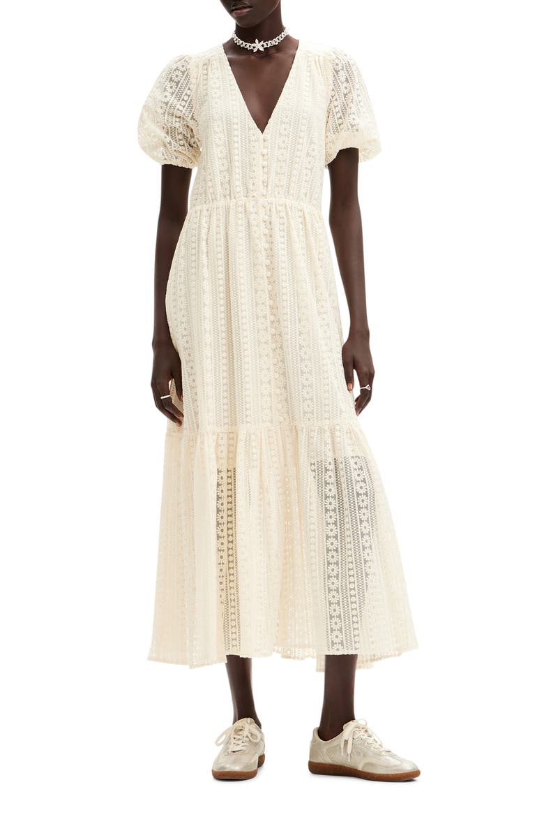 Long Embroidered Dress, Main, color, WHITE