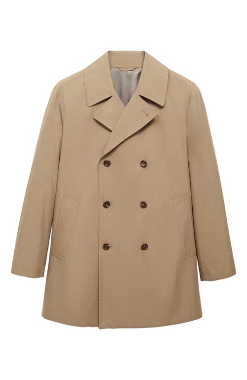 Mango Short Cotton Blend Trench Coat In Medium Brown