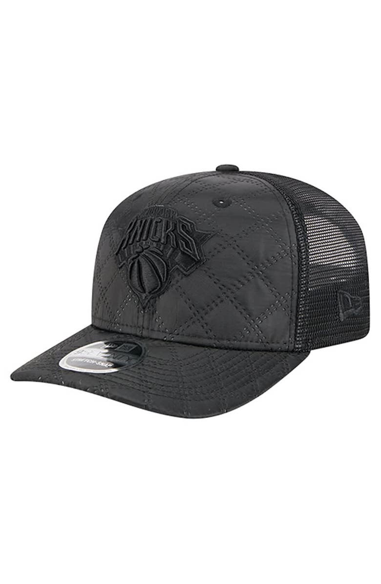 New Era Men's New Era  Black New York Knicks Quilted 9SEVENTY Trucker Adjustable Hat, Main, color, 