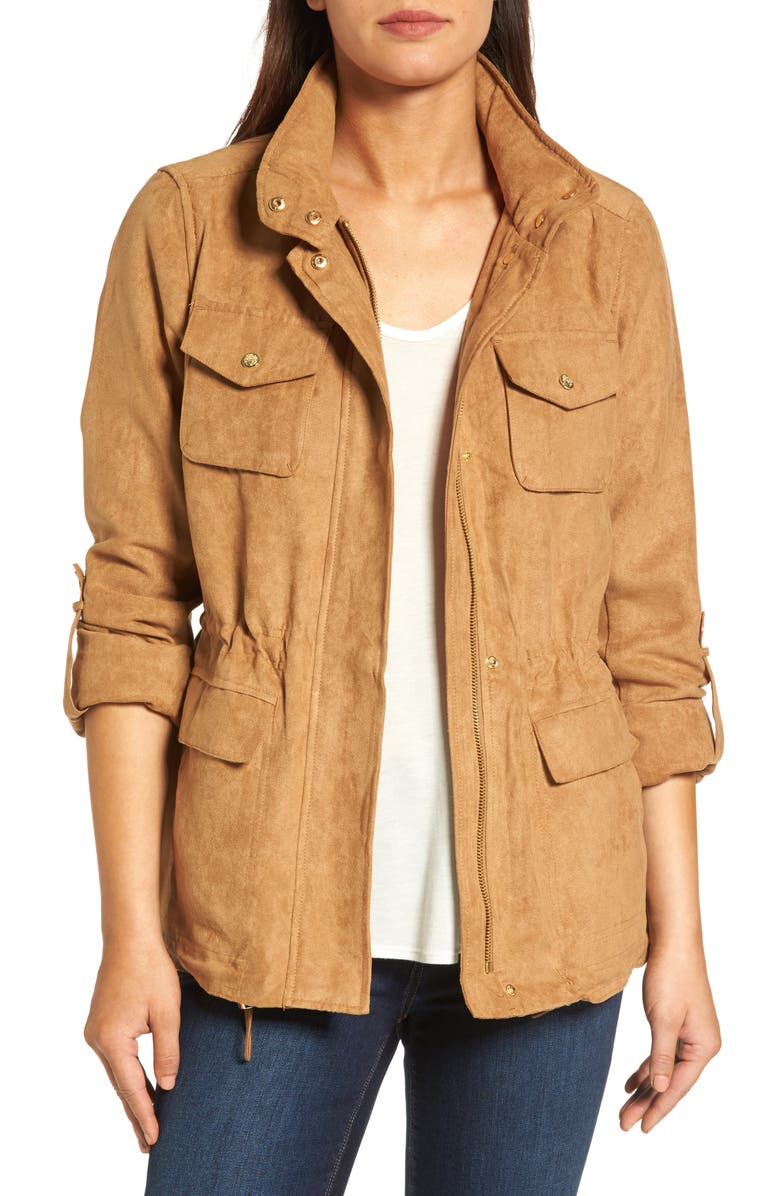 Vince Camuto Faux Suede Utility Jacket, Main, color, 