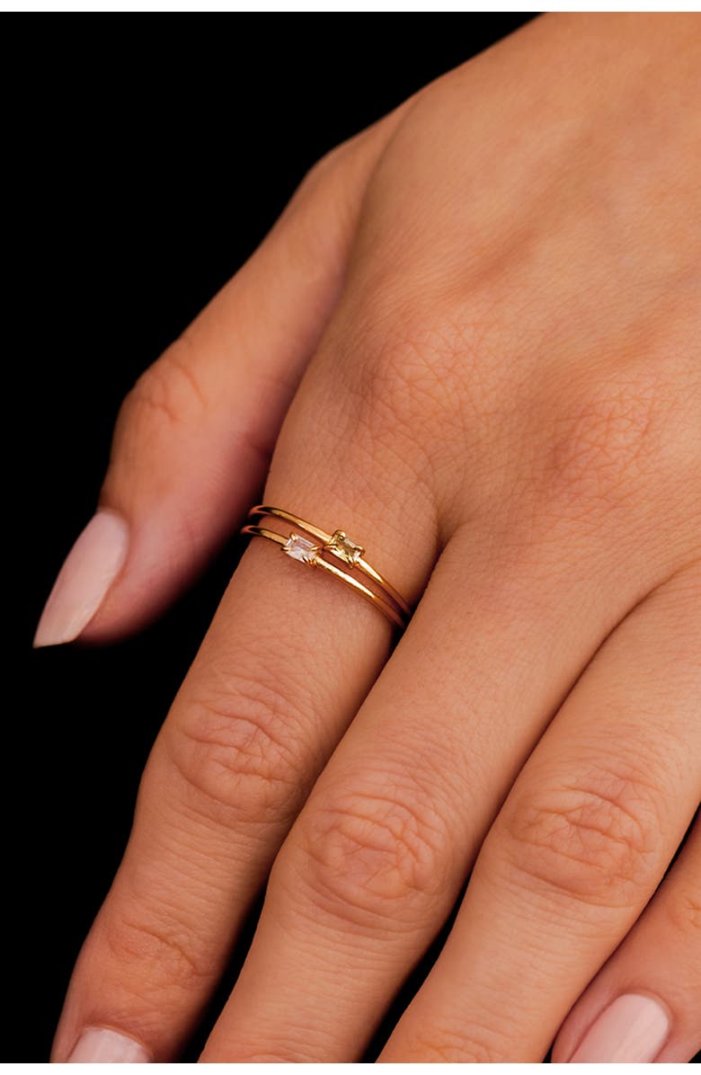 Mint & Lily Dainty Baguette Cubic Zirconia Stacking Ring, Alternate, color, 