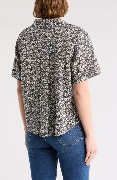 Melrose And Market Camp Shirt In Black- Ivory Sketch Blossom