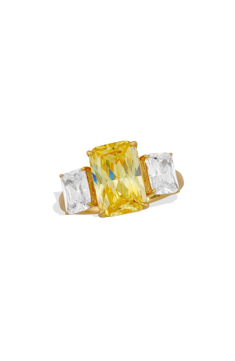 SAVVY CIE JEWELS Bold Radiant CZ Ring, Main, color, Yellow