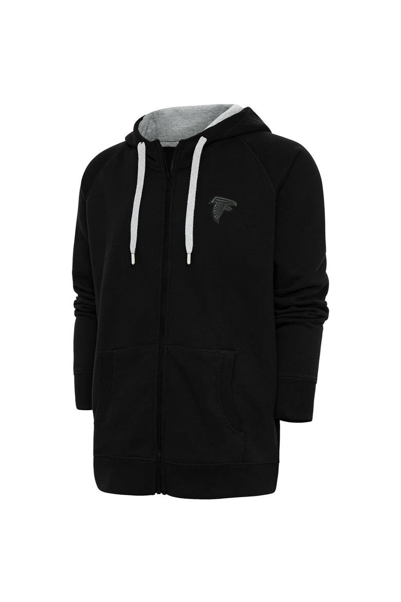 Men's Antigua Black Atlanta Falcons Tonal Logo Victory Full-Zip Hoodie, Main, color, Black