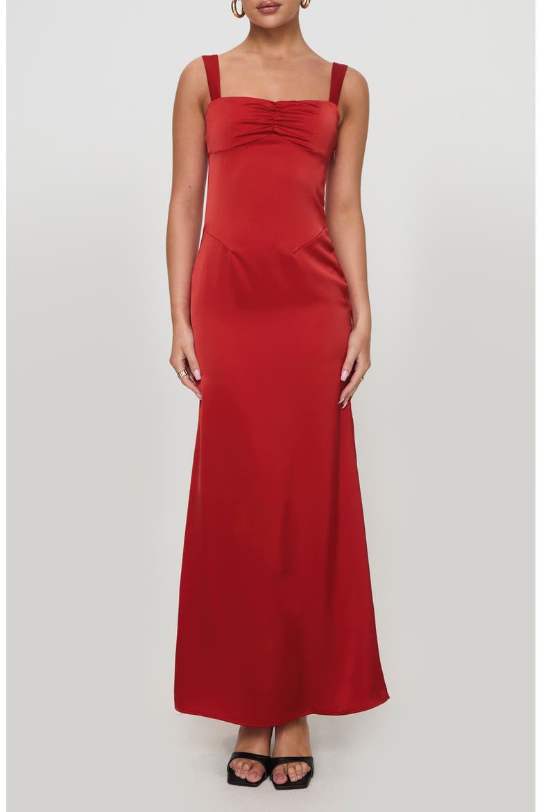 Strauss Satin Maxi Dress, Main, color, RED