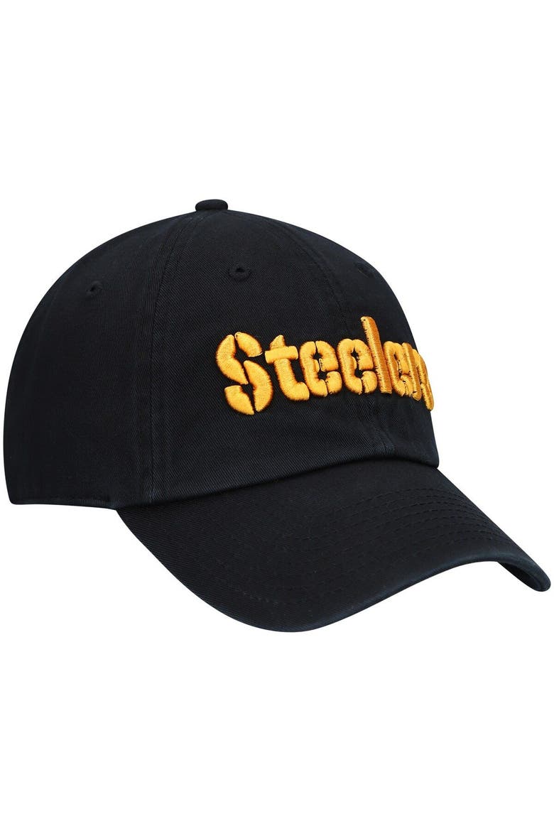 Men's '47 Black Pittsburgh Steelers Clean Up Script Adjustable Hat, Alternate, color, Black