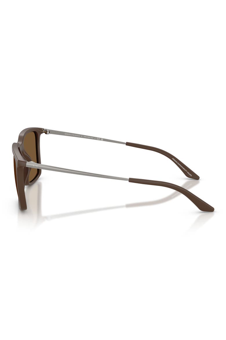 55mm Square Sunglasses, Alternate, color, MATTE BROWN / BROWN