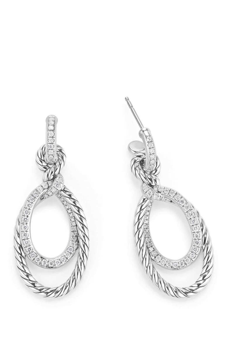 Continuance Drop Earrings with Diamonds, Alternate, color, SILVER/ DIAMOND