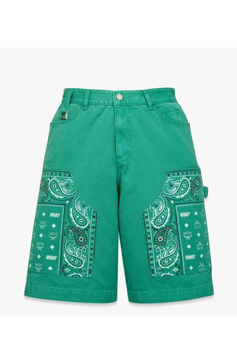 X KASINA Bandana Monogram Shorts in Denim Jacquard