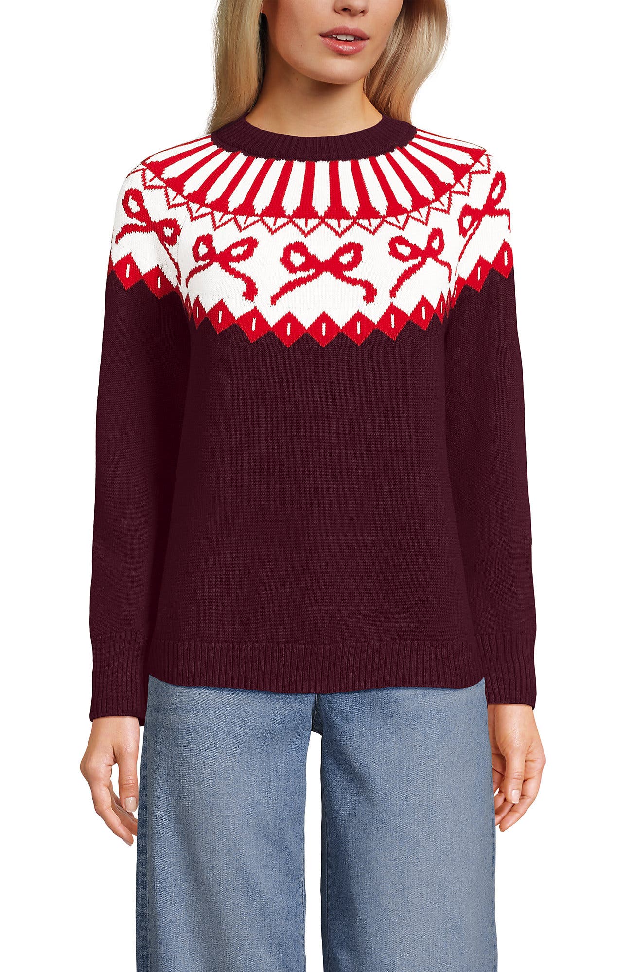 Burgundy Bow Fairisle