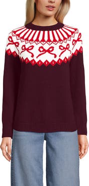 Lands' End Drifter Jacquard Raglan Crew Neck Sweater