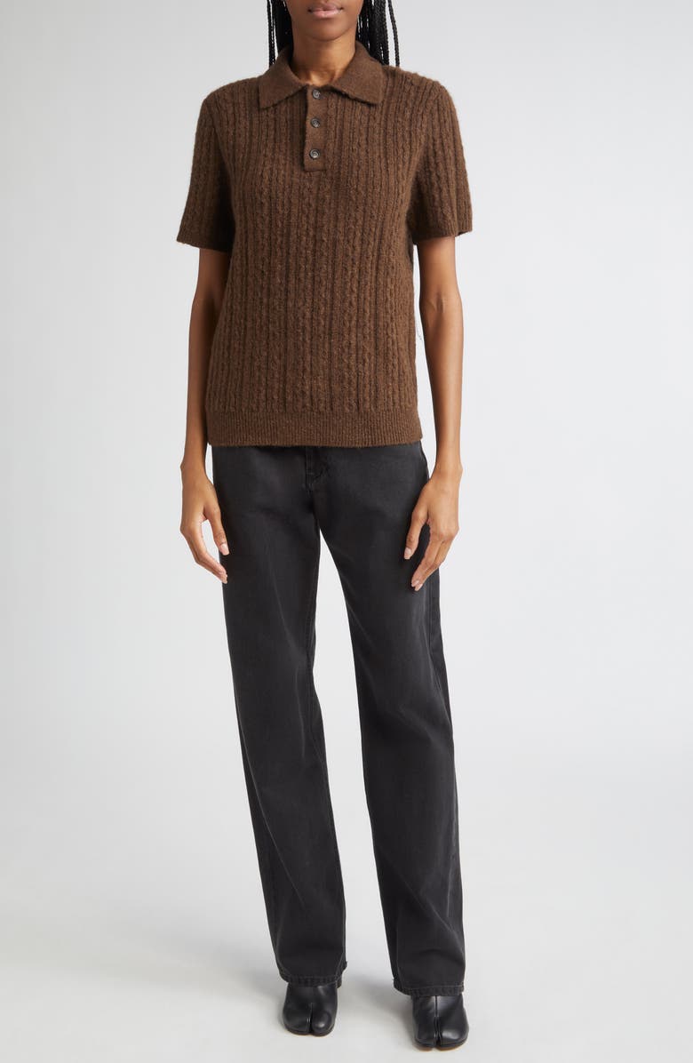 MM6 Maison Margiela Polo Sweater, Alternate, color, Brown