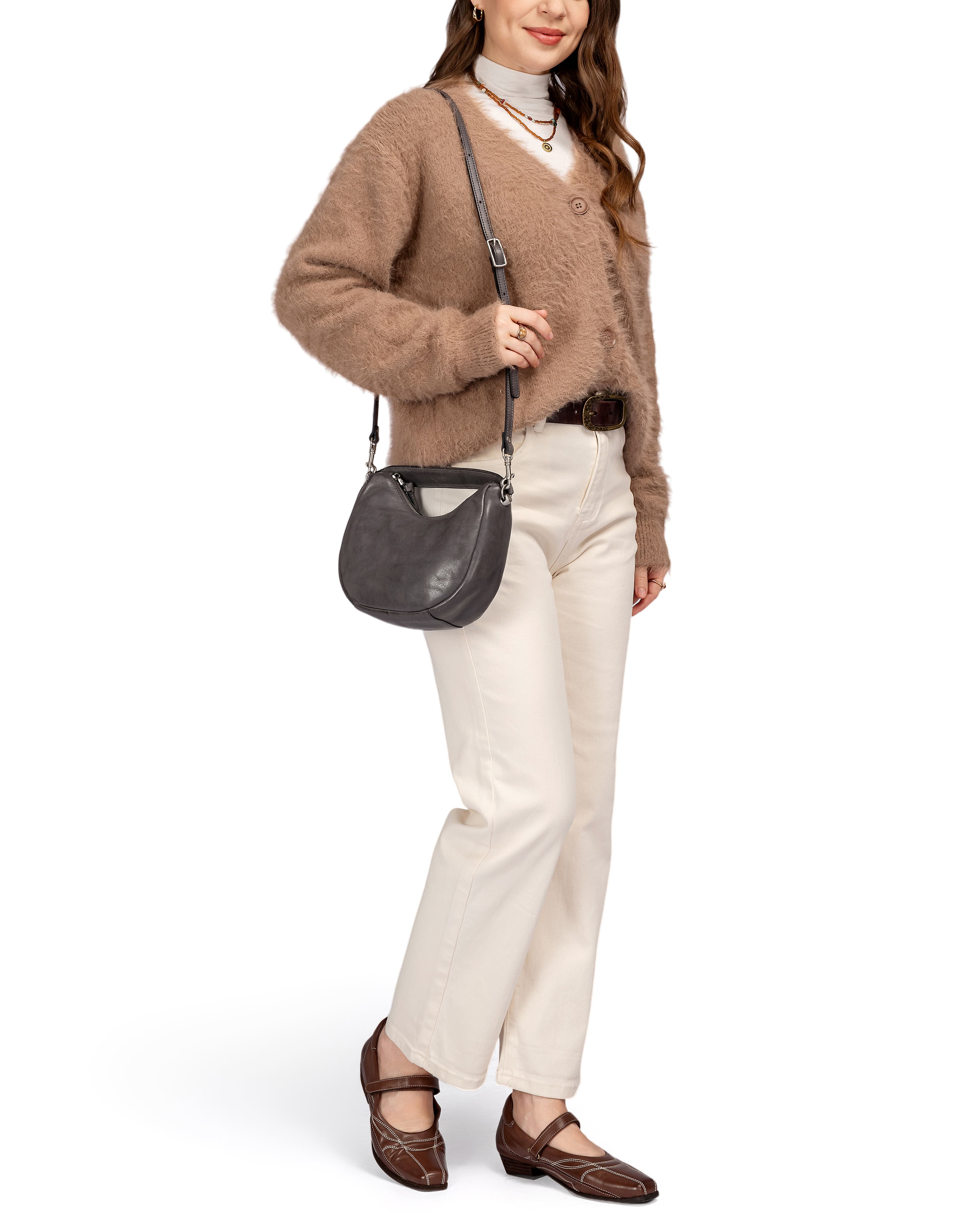 OLD TREND Dahlia Genuine Leather Soft Everyday Hobo Bag, Alternate, color, Grey