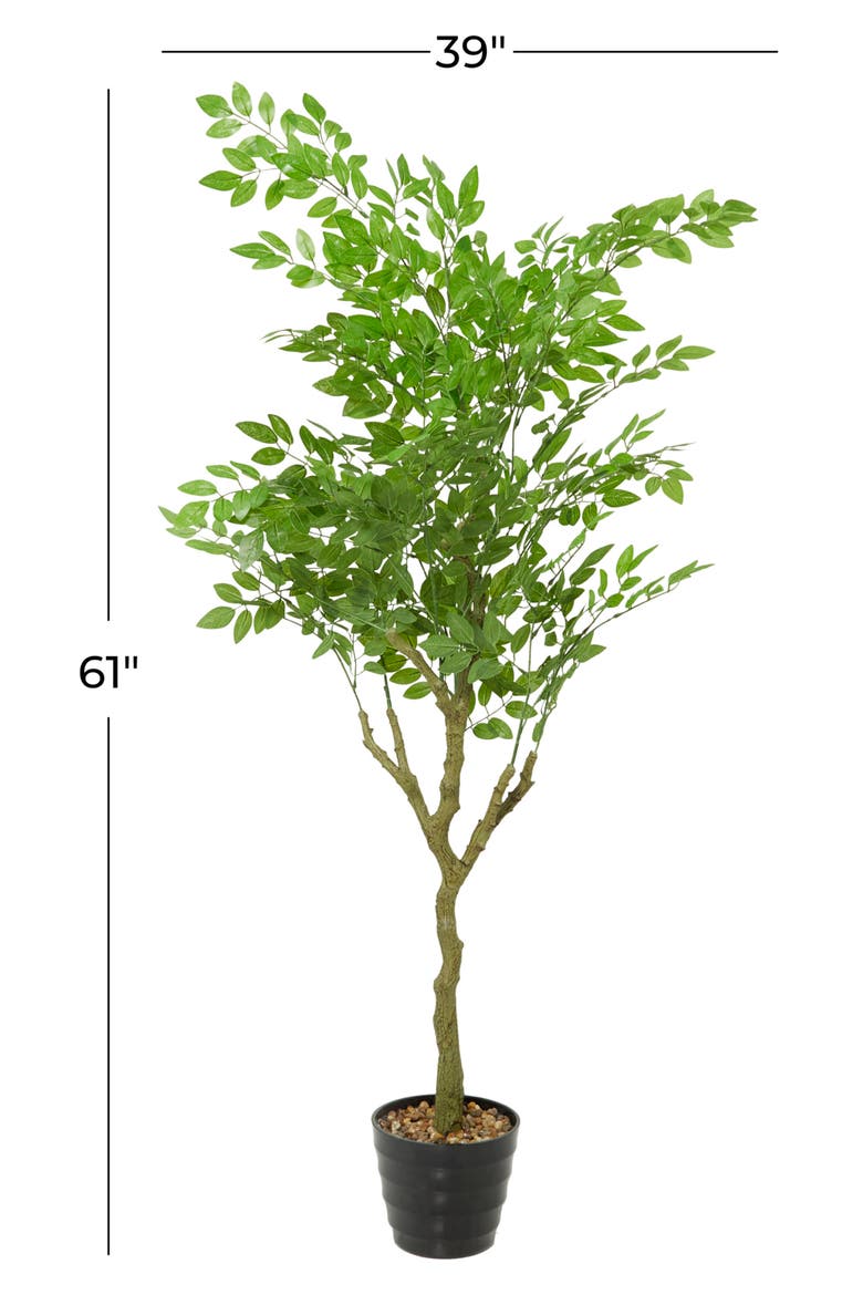 Green Faux Foliage Artificial Ficus Tree, Alternate, color, GREEN