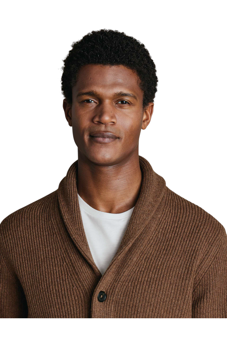 Merino Button Through Funnel Neck Cardigan, Alternate, color, Toffee