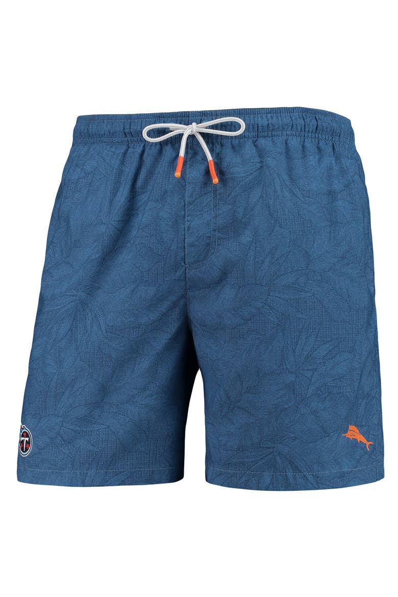 Men's Tommy Bahama Navy Tennessee Titans Naples Layered Leaves Swim Trunks, Alternate, color, Navy