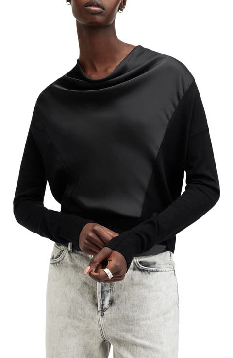 Myra Cowl Neck Mixed Media Wool Sweater