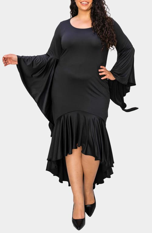 L I V D Arielle Flowy Long Sleeve High-Low Dress in Black  product