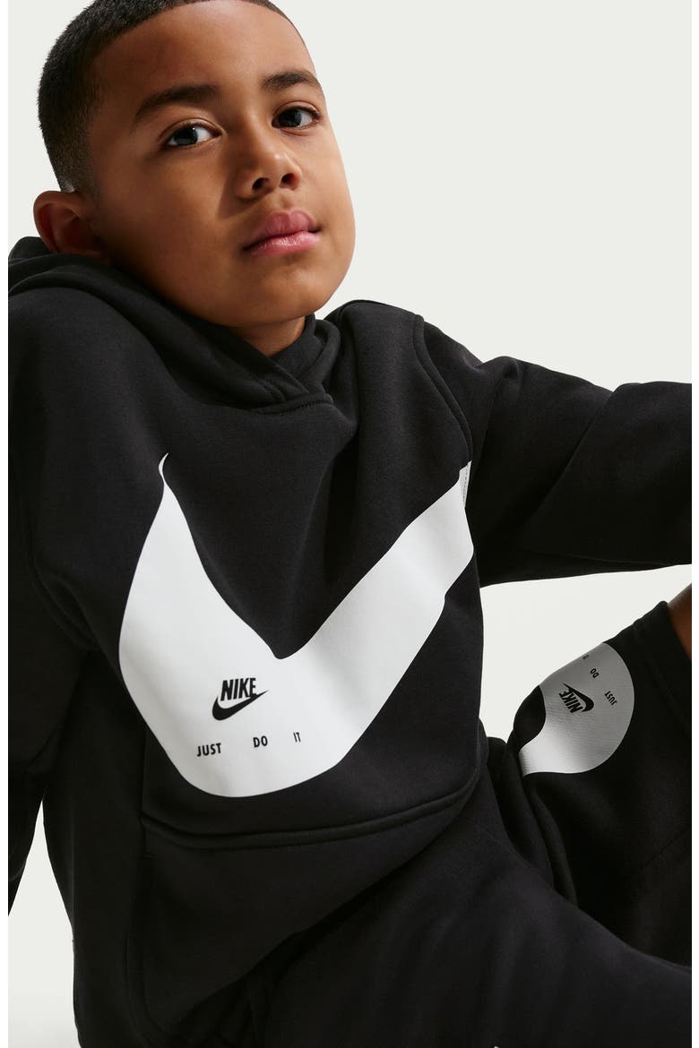 Kids' Logo Detail French Terry Shorts, Alternate, color, 010 BLACK/WHITE