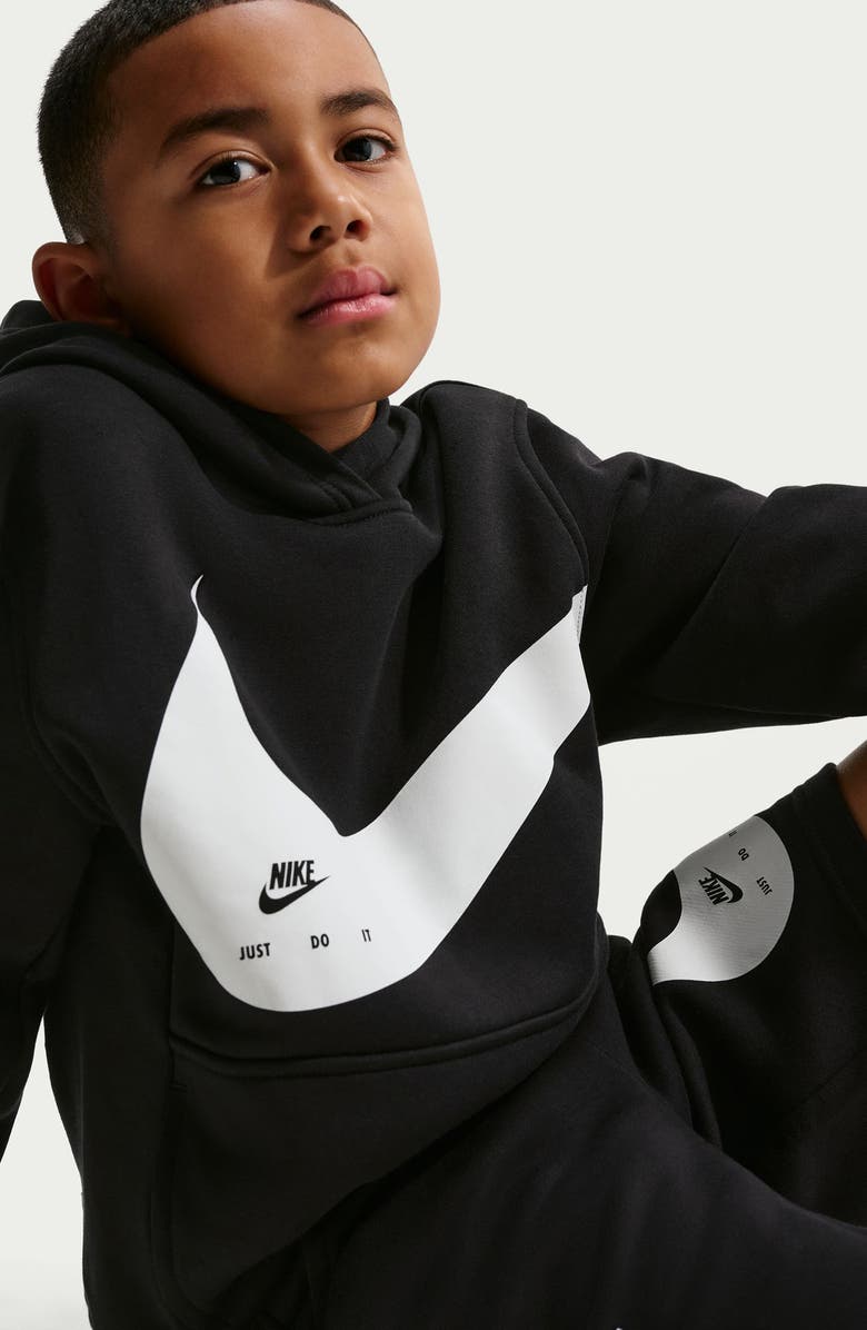 Nike Kids' Logo Detail French Terry Shorts, Alternate, color, Black/ White