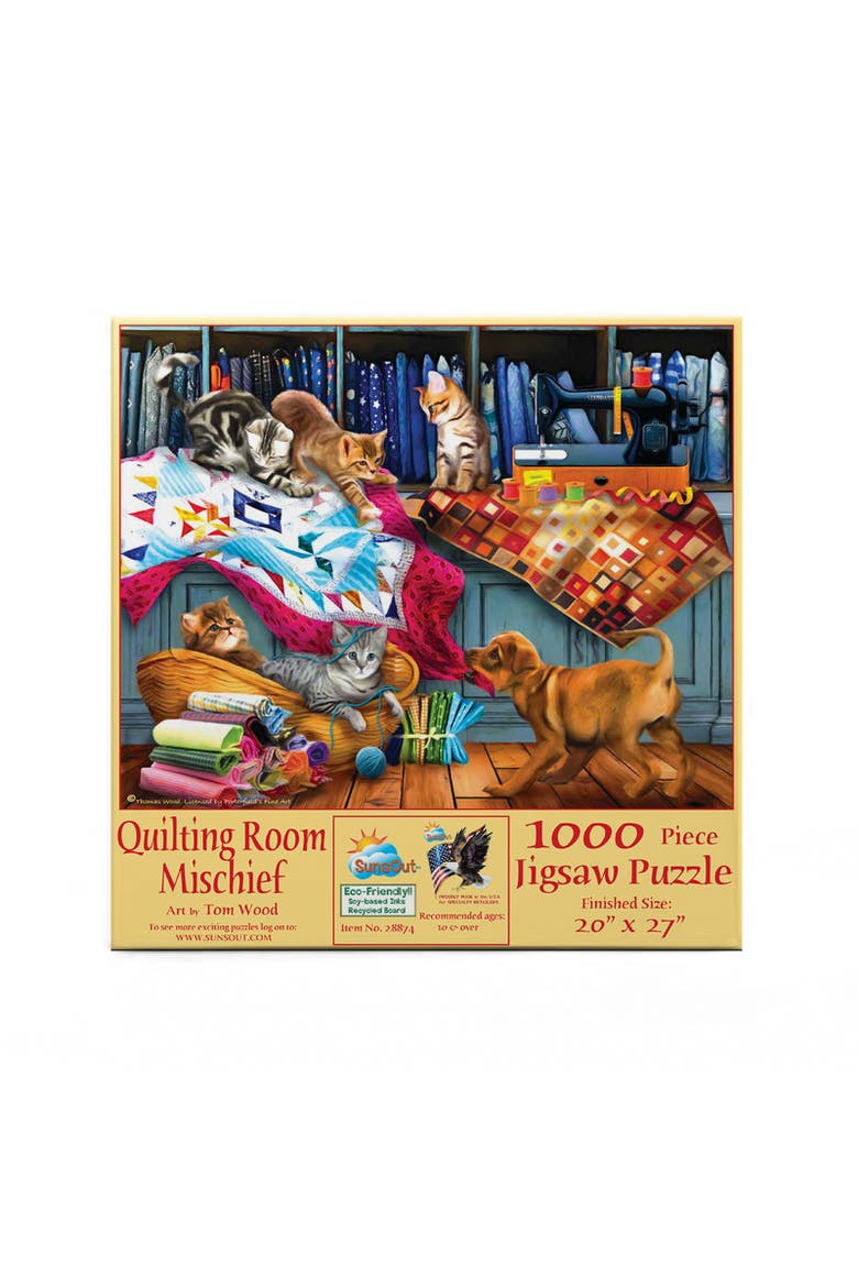 Quilting Room Mischief 1000 piece Jigsaw Puzzle for Adults, Alternate, color, Multicolor