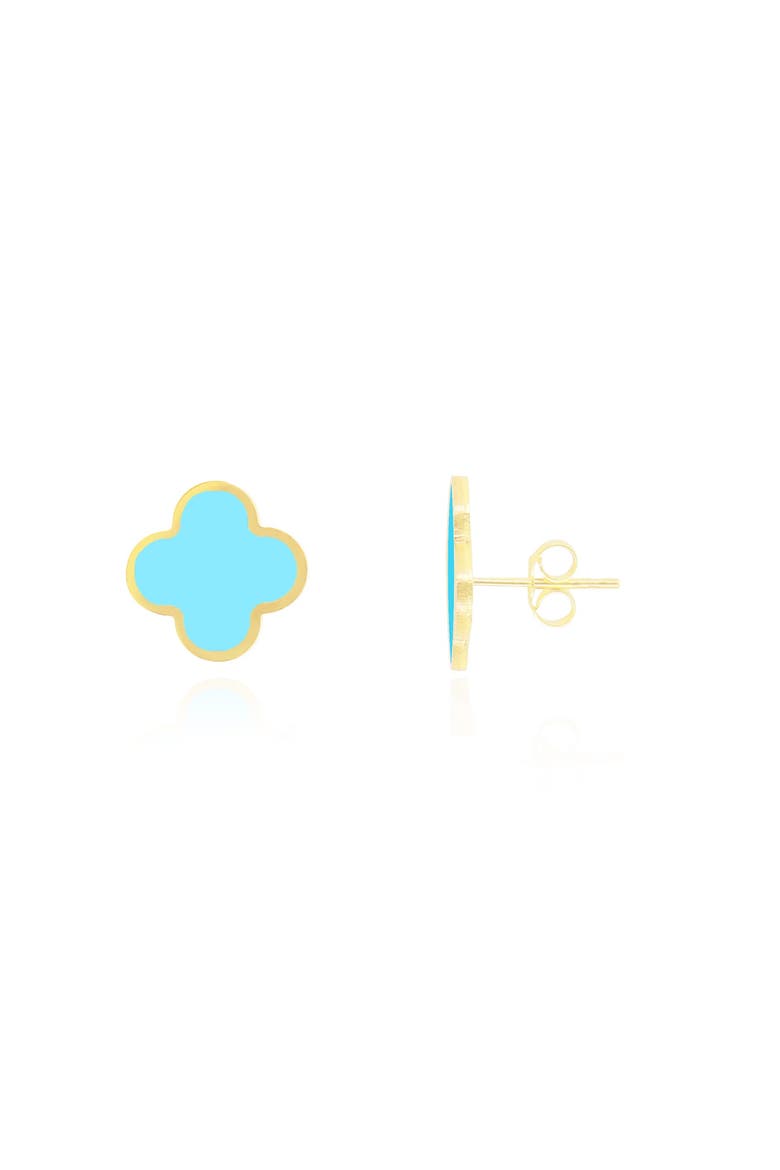 Small Turquoise Clover Stud Earrings, Main, color, Turquoise