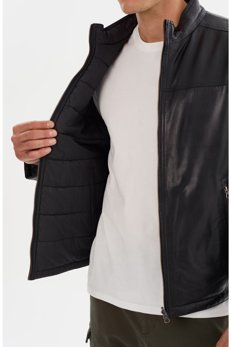 Leather Reversible Puffer Jacket, Alternate, color, BLACK