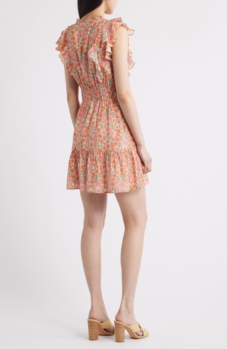 PAIGE Muriel Floral Print Minidress, Alternate, color, Blue Bell Multi