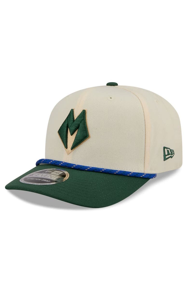 Men's New Era Cream/Hunter Green Milwaukee Bucks 2025/26 City Edition 9SEVENTY Adjustable Hat, Alternate, color, Cream