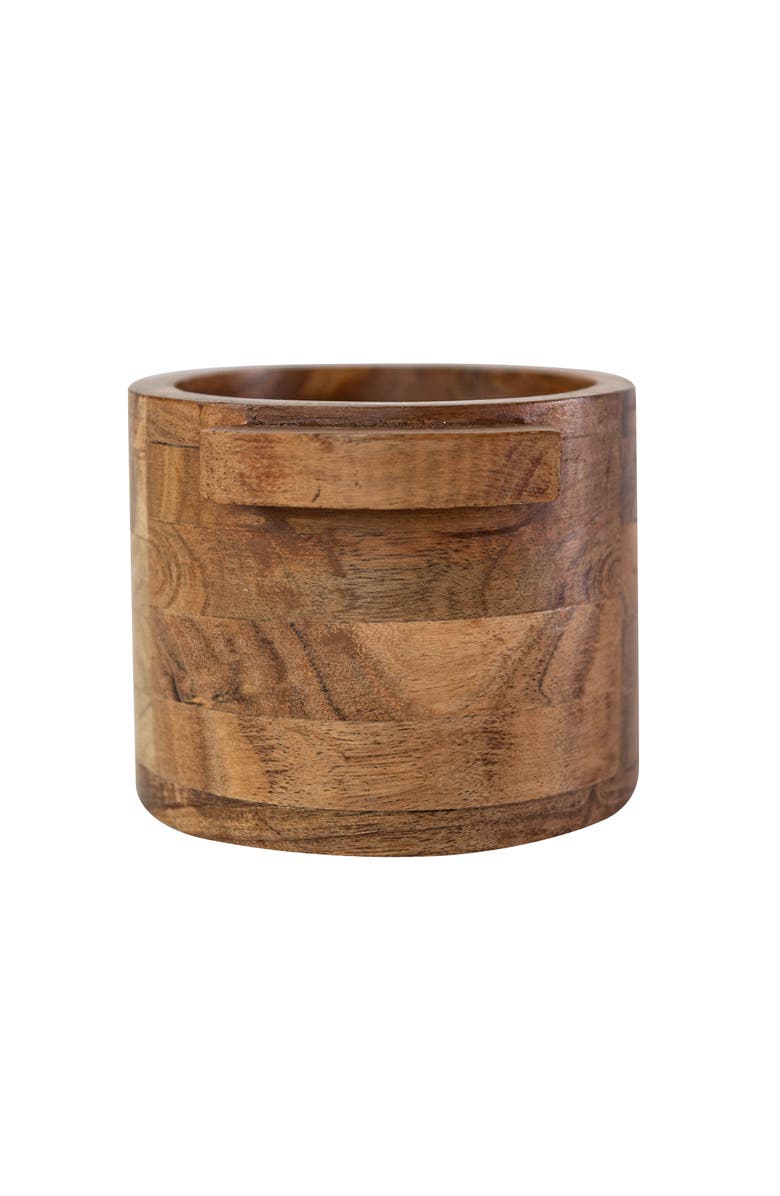 Foreside Home and Garden 3.25" x 4" Benson Rustic Acacia Wood Small Decorative Pinch Bowl Dish, Alternate, color, Brown