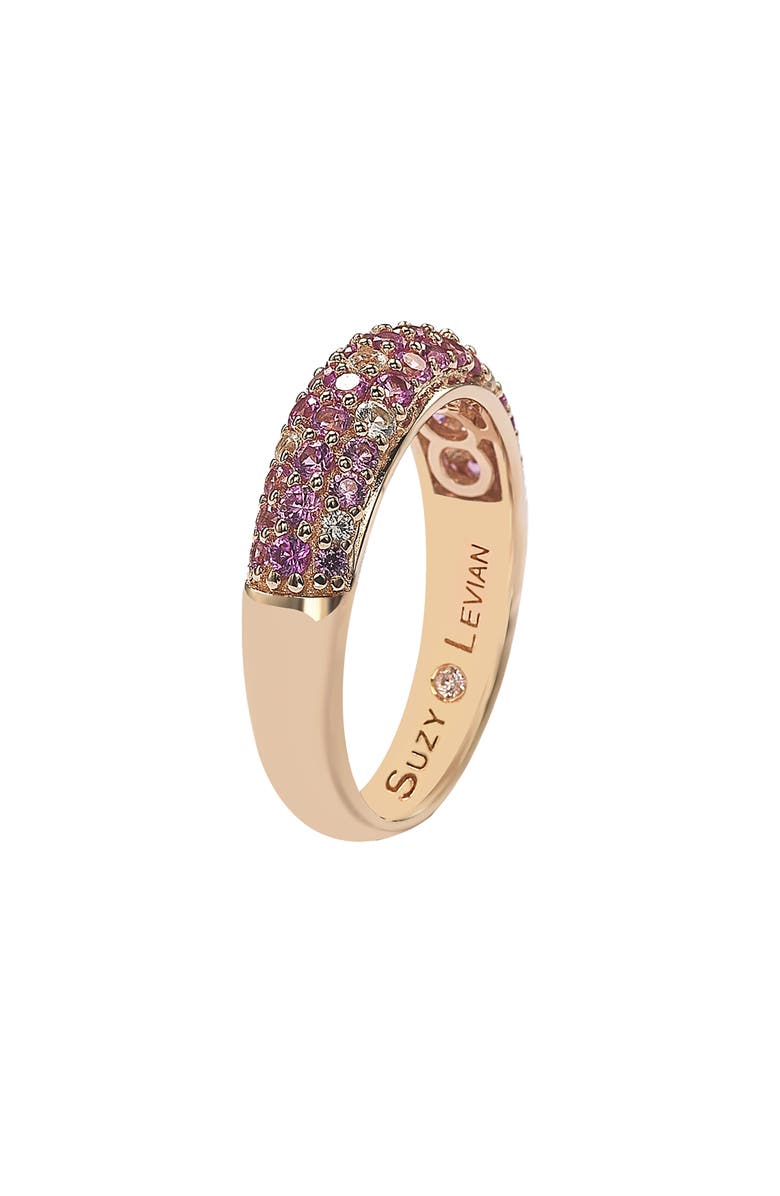 SUZY LEVIAN Goldtone Plate Sterling Silver Pink Sapphire White Sapphire Ring, Alternate, color, 