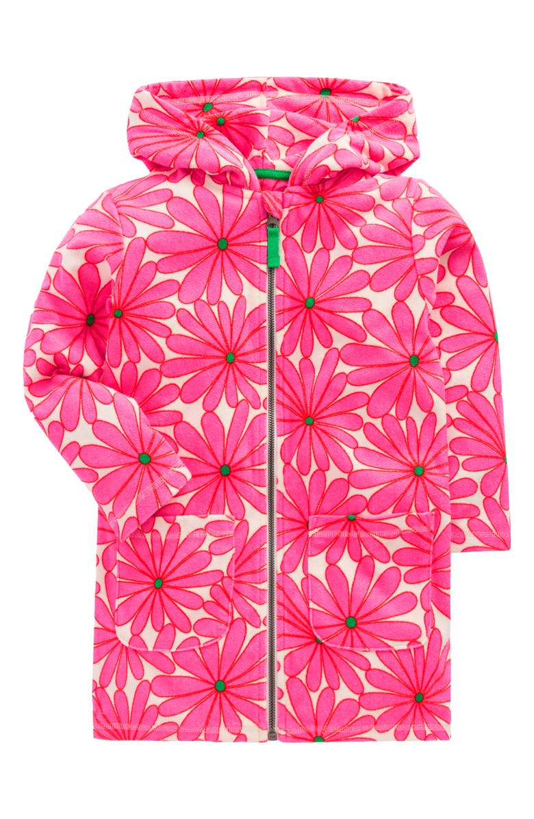 Mini Boden Kids' Romie Towelling Floral Cover-Up Dress, Main, color, Knockout Pink Giant Daisy
