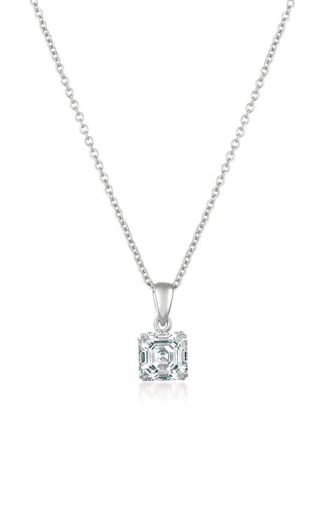 Asscher Cubic Zirconia Pendant Necklace