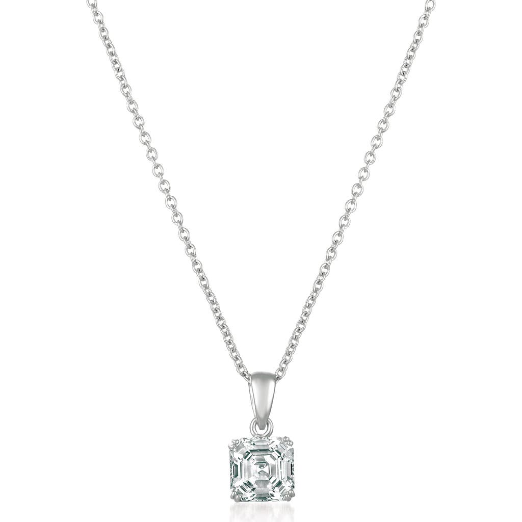 Crislu Asscher Cubic Zirconia Pendant Necklace in Platinum  product
