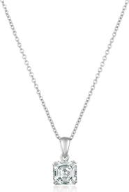 Crislu Asscher Cubic Zirconia Pendant Necklace