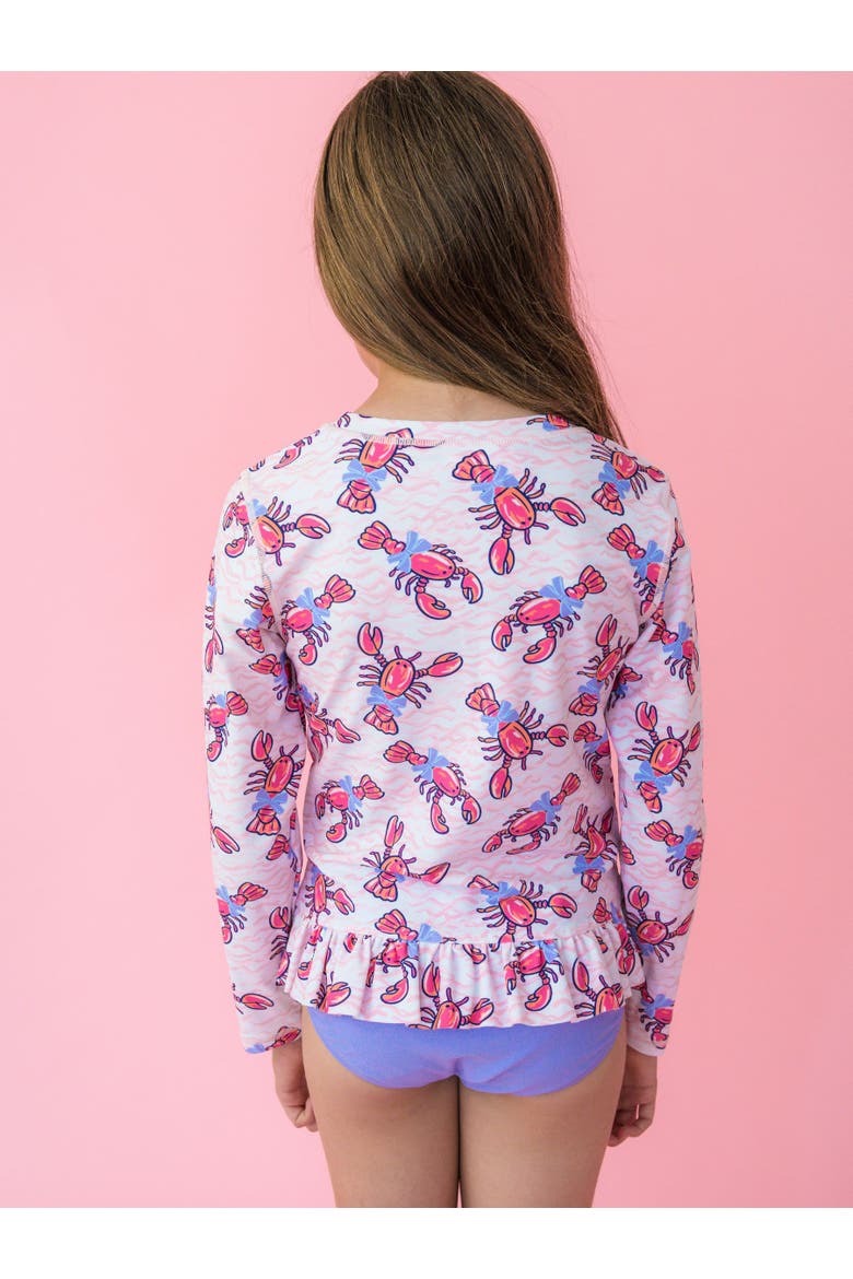 Long Sleeve Rash Guard 2-Piece Bikini Swimsuit, Alternate, color, Pink Lobster Lagoon